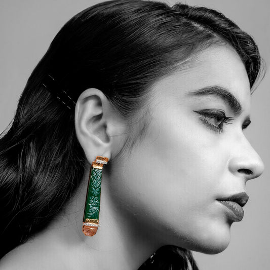 green_stone_carved_diamond_earrings
