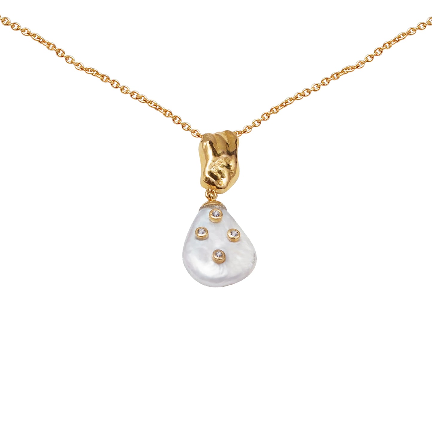 Diamond Encrusted Pearl Pendant A