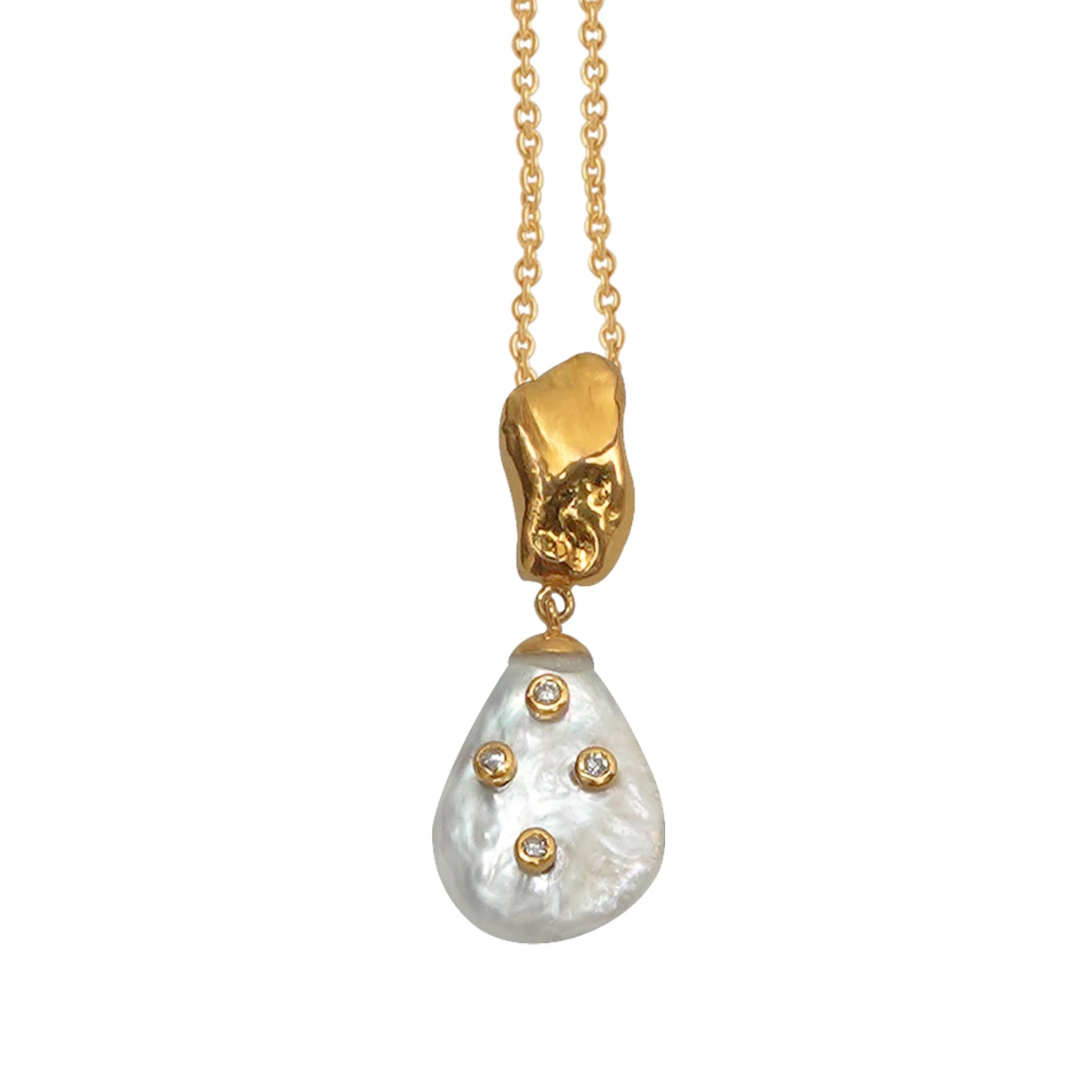 Diamond Encrusted Pearl Pendant C