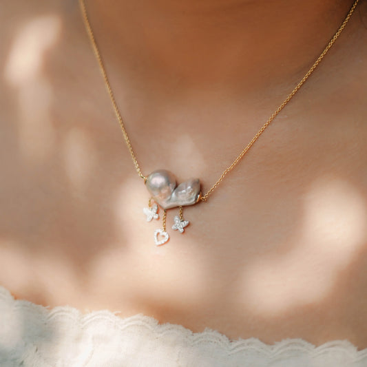 Full Of Love Pearl Diamond Pendant B