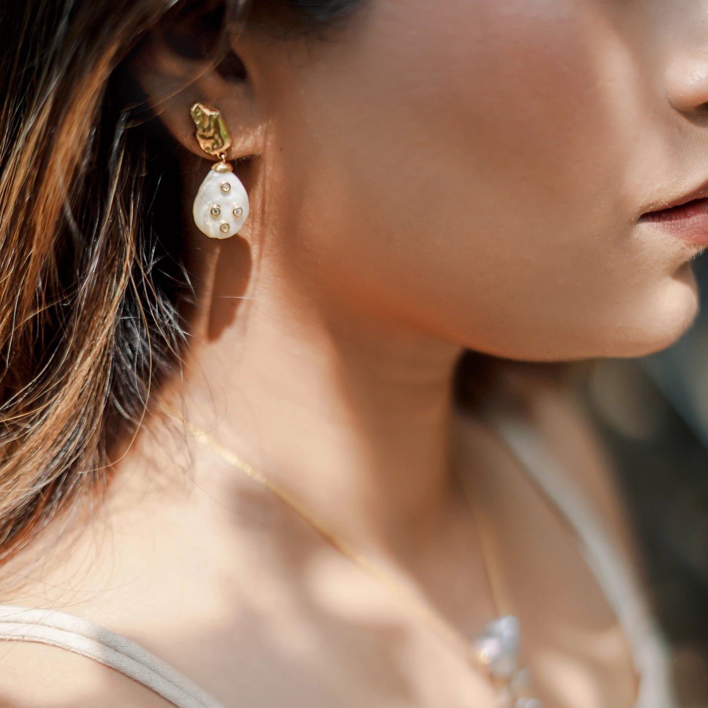 Golden Bliss Pearl Earrings E