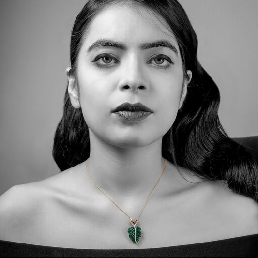 Natural Leaf Diamond Pendant With Chain