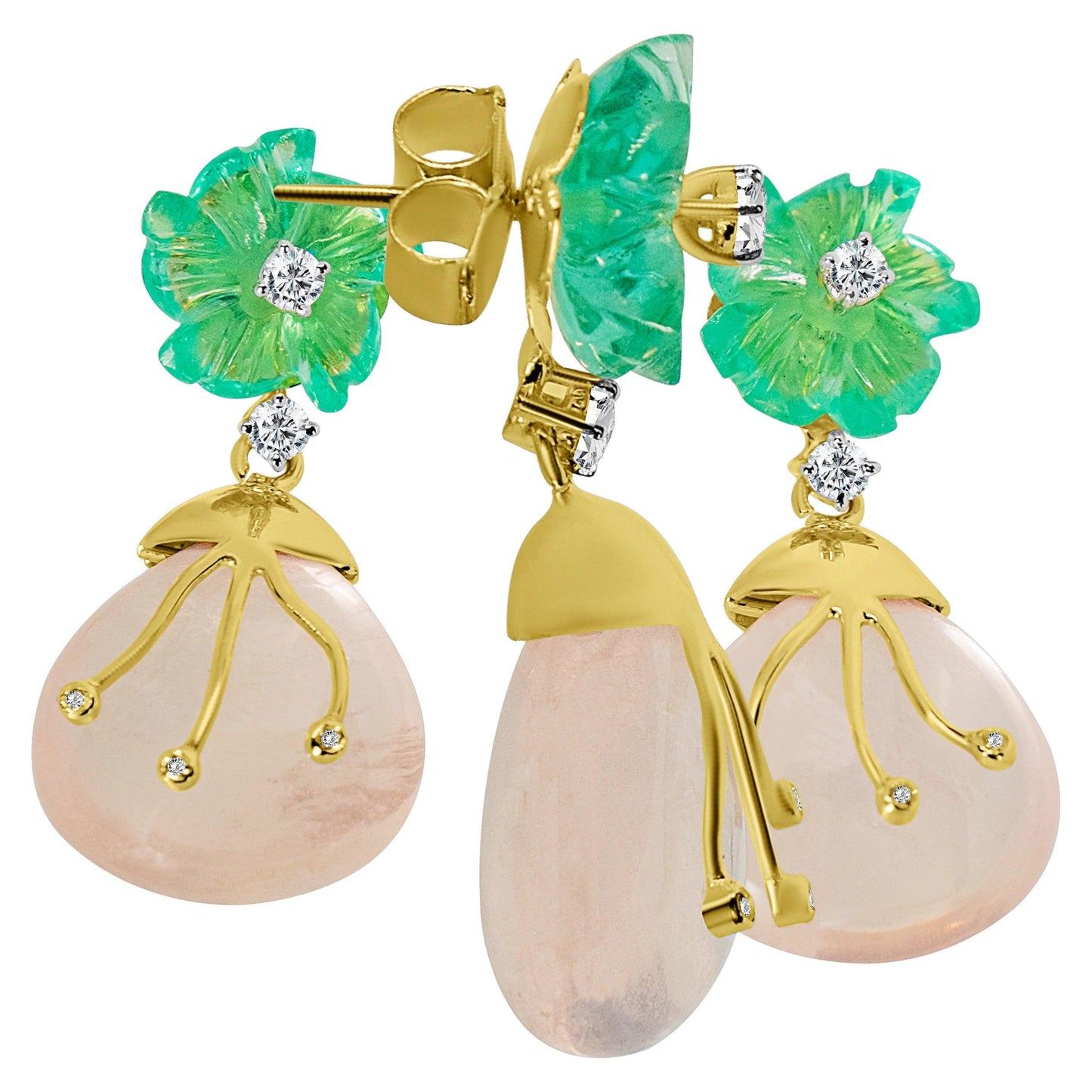lamarquem_rose_quartz_drop_diamond_earring