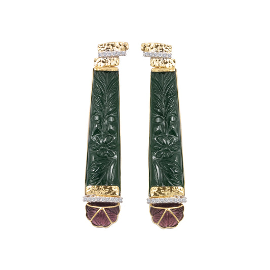 green_stone_carved_diamond_earrings