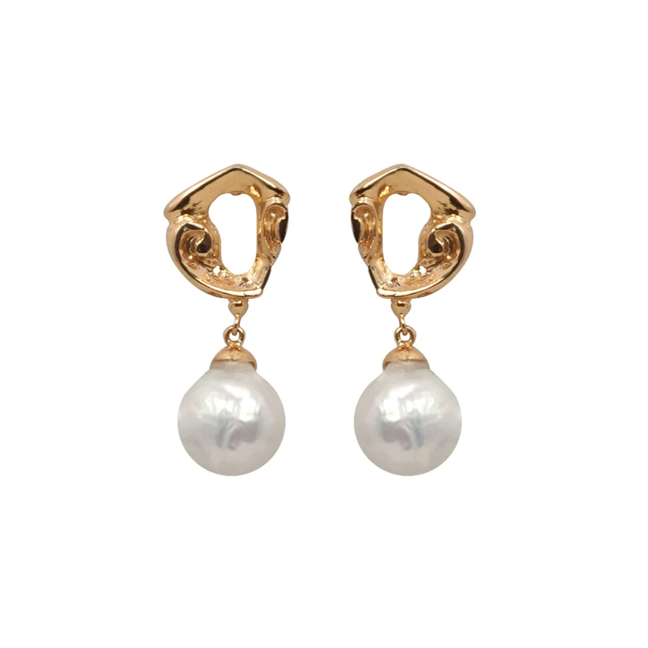 Crushed Gold Pearl Earrings C