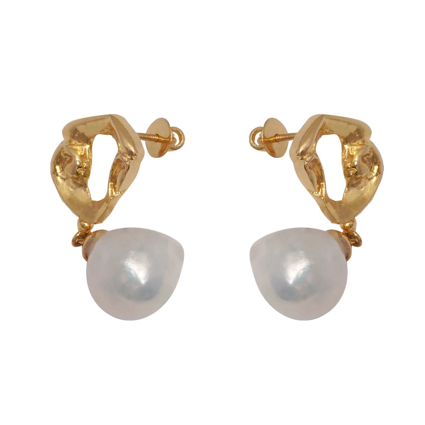 Crushed Gold Pearl Earrings E
