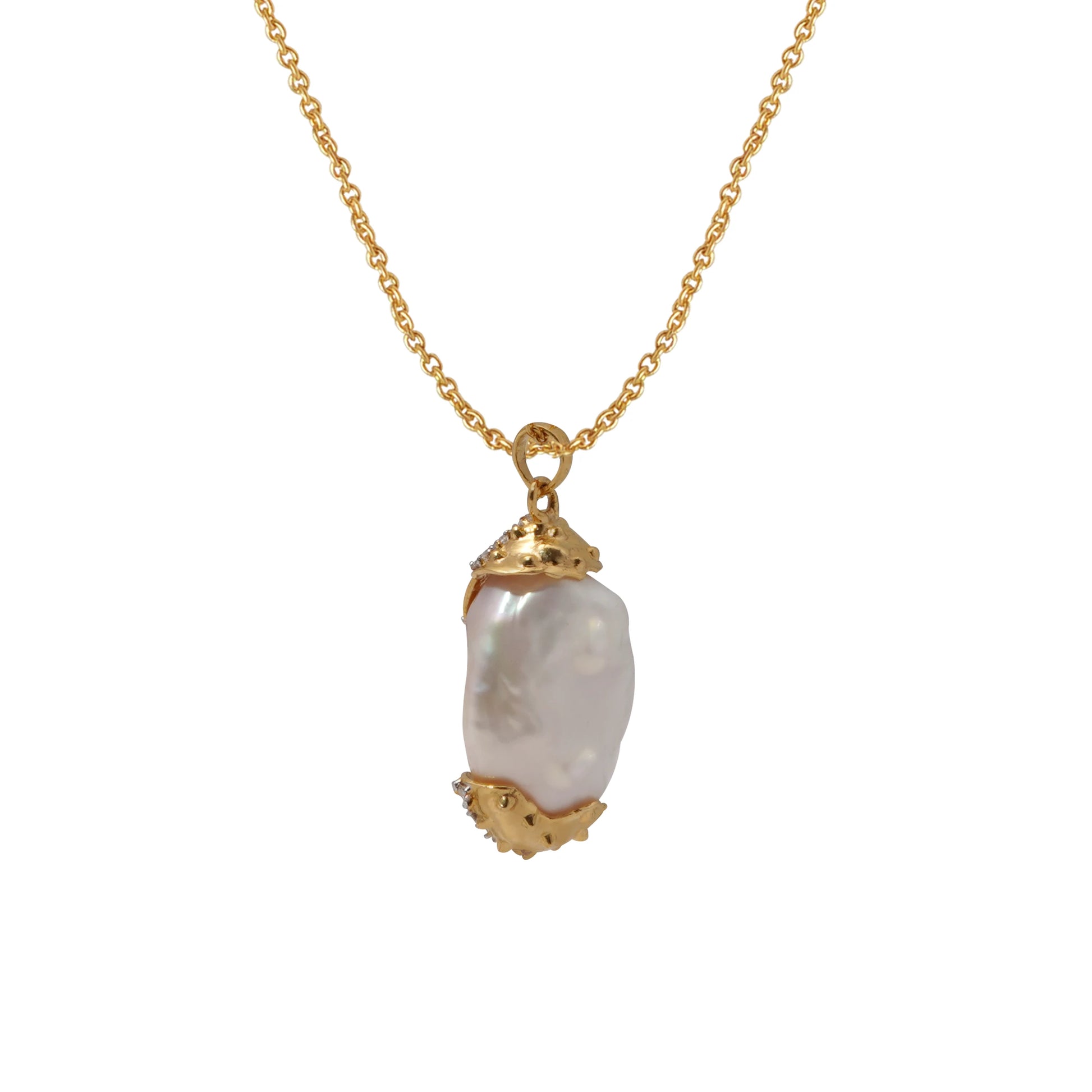Diamond Engraved Pearl Pendant