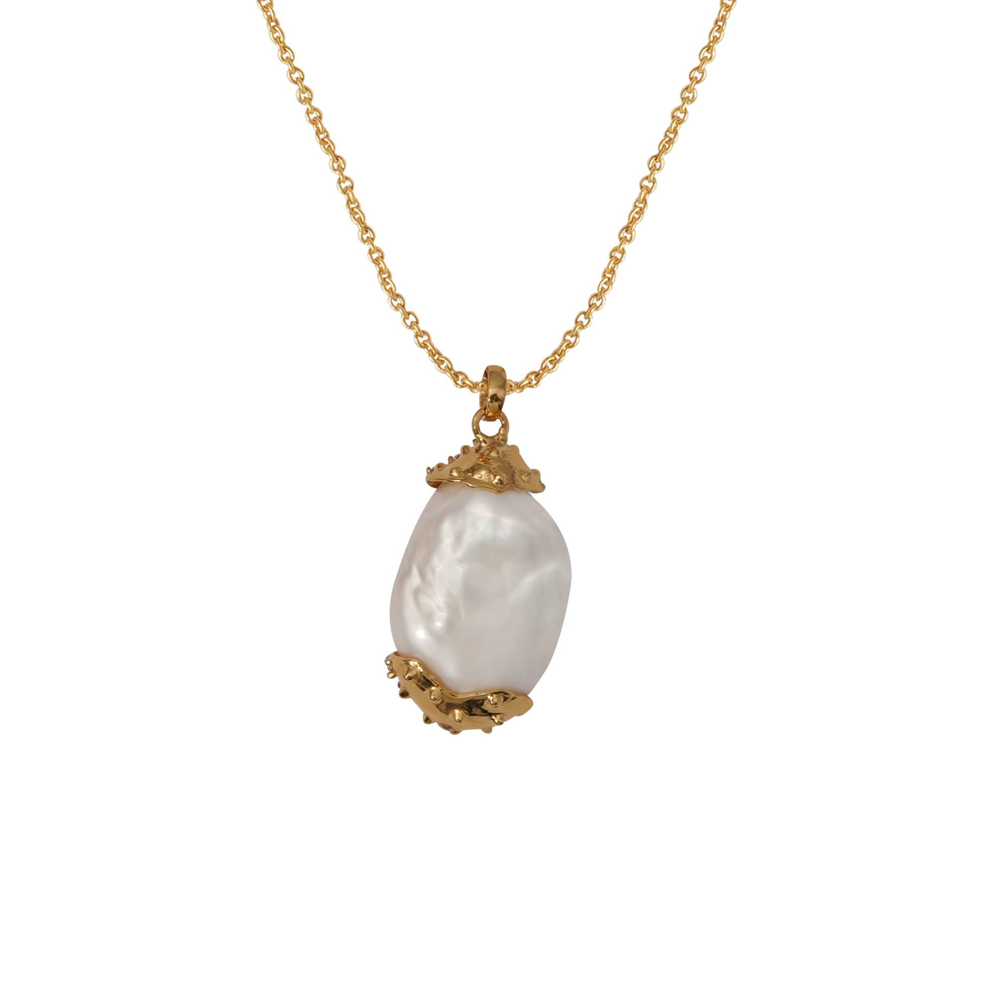 Diamond Engraved Pearl Pendant C