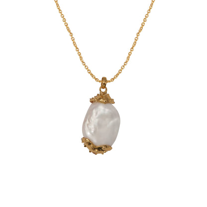 Diamond Engraved Pearl Pendant C