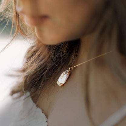Diamond Engraved Pearl Pendant F
