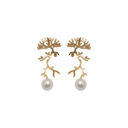 Intricate Pearl Diamond Earrings E