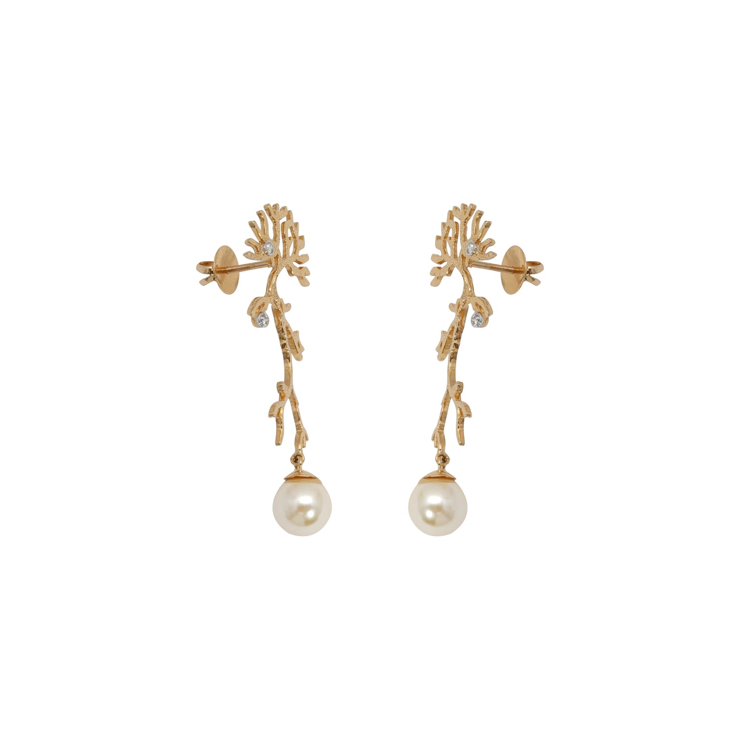 Intricate Pearl Diamond Earrings C