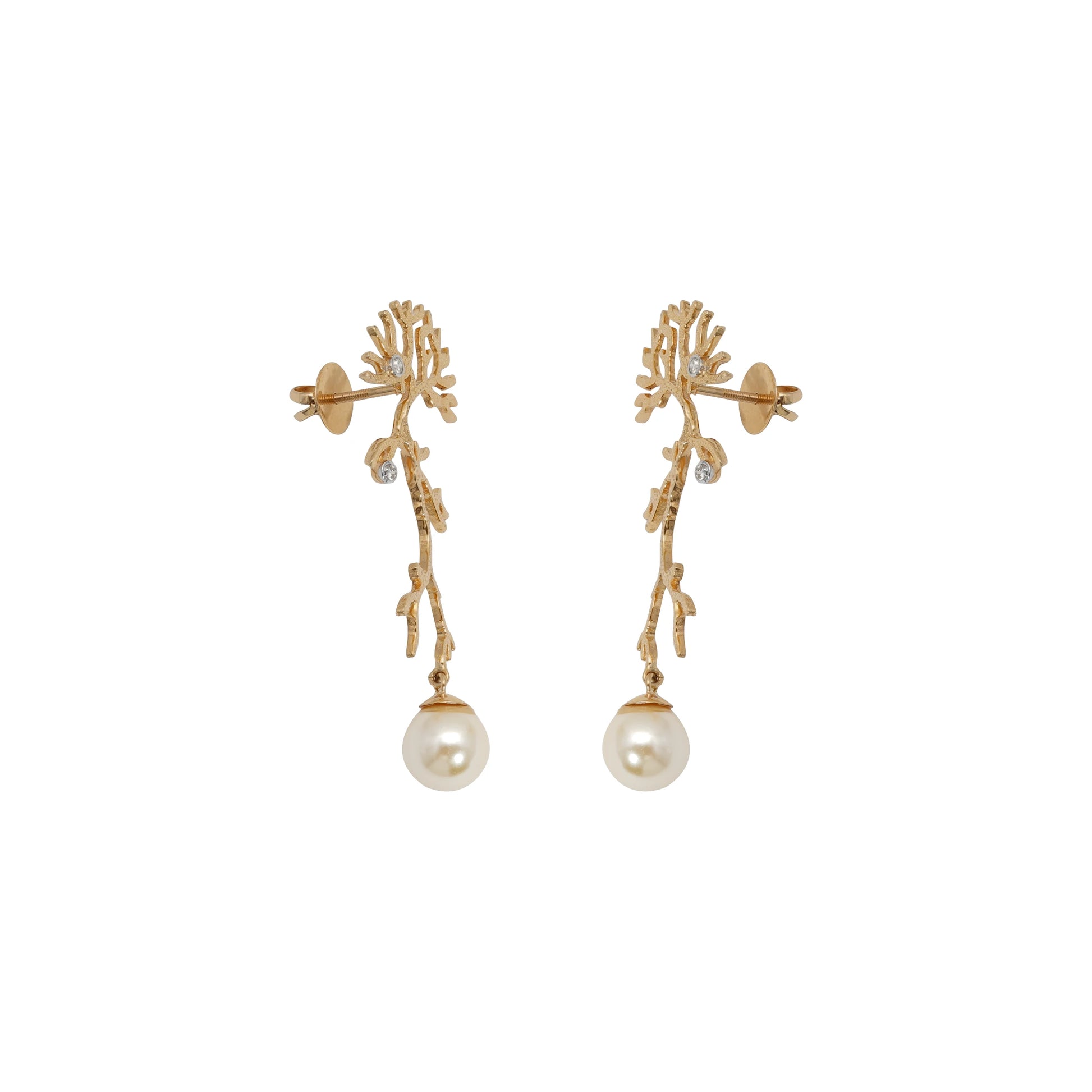 Intricate Pearl Diamond Earrings C