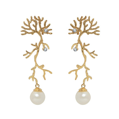 Intricate Pearl Diamond Earrings A