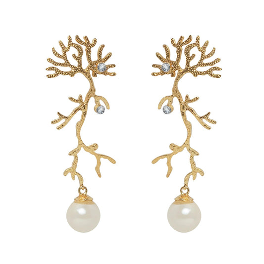 Intricate Pearl Diamond Earrings A