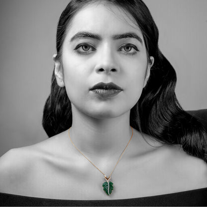 Natural Leaf Diamond Pendant With Chain