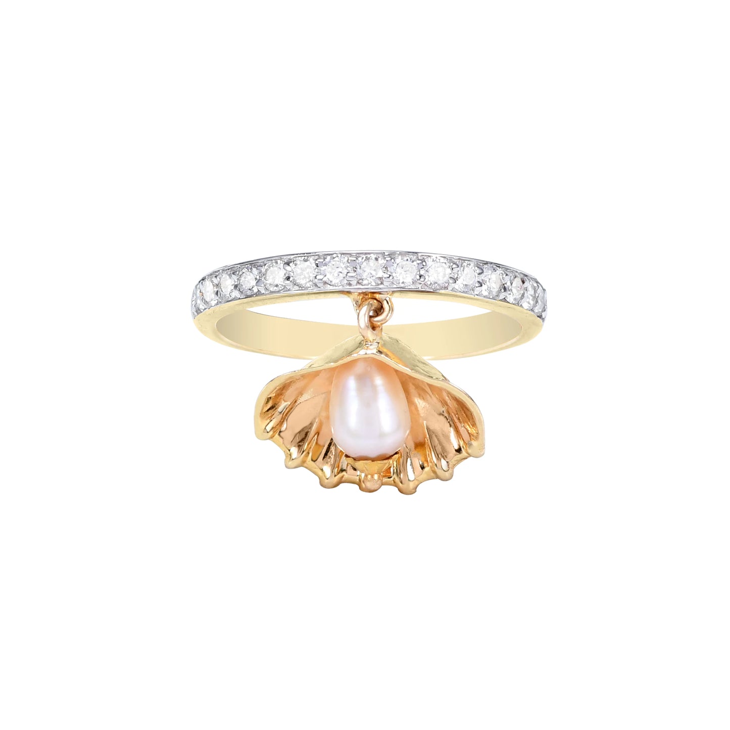 Pearl Charm Diamond Ring A