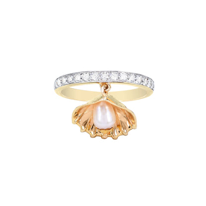 Pearl Charm Diamond Ring A