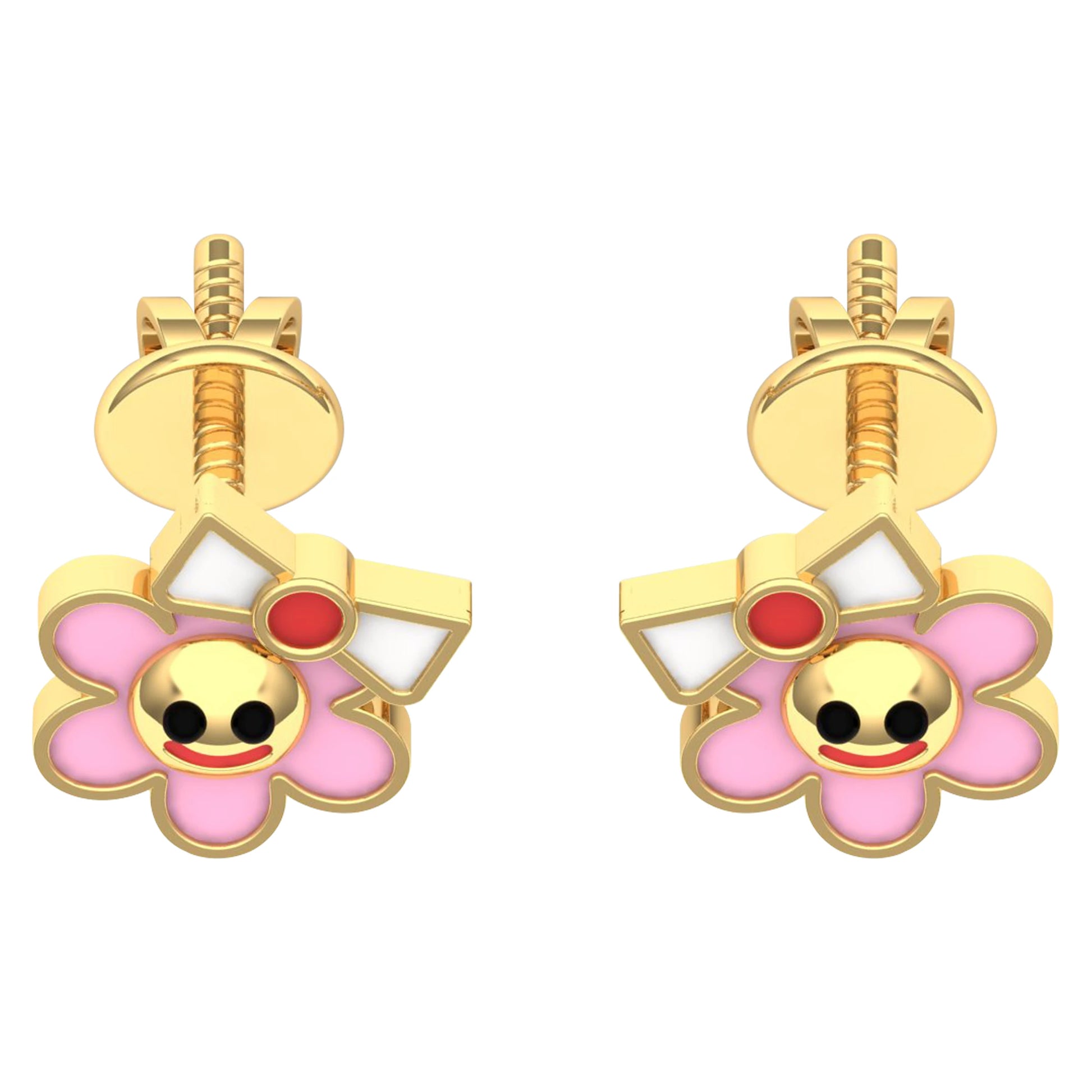 lamarquem_pink_flower_kids_earrings