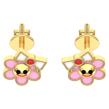 lamarquem_pink_flower_kids_earrings