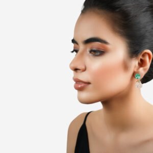 rose quartz drop diamond earring