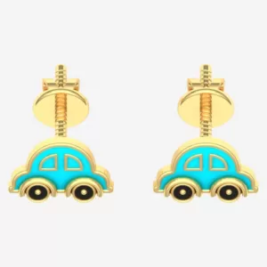 blue car kids earrings design