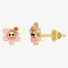 pink flower kids earrings