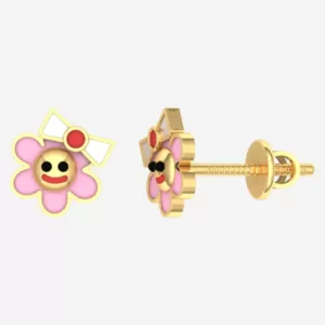 pink flower kids earrings